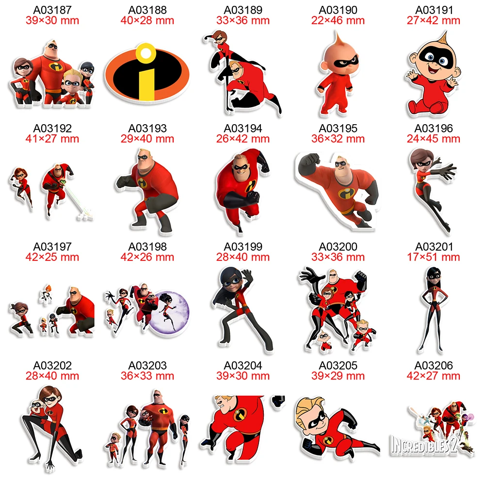 The Incredibles Printed Disney Cartoon Planar Resin Flatback for DIY Craft Supplies