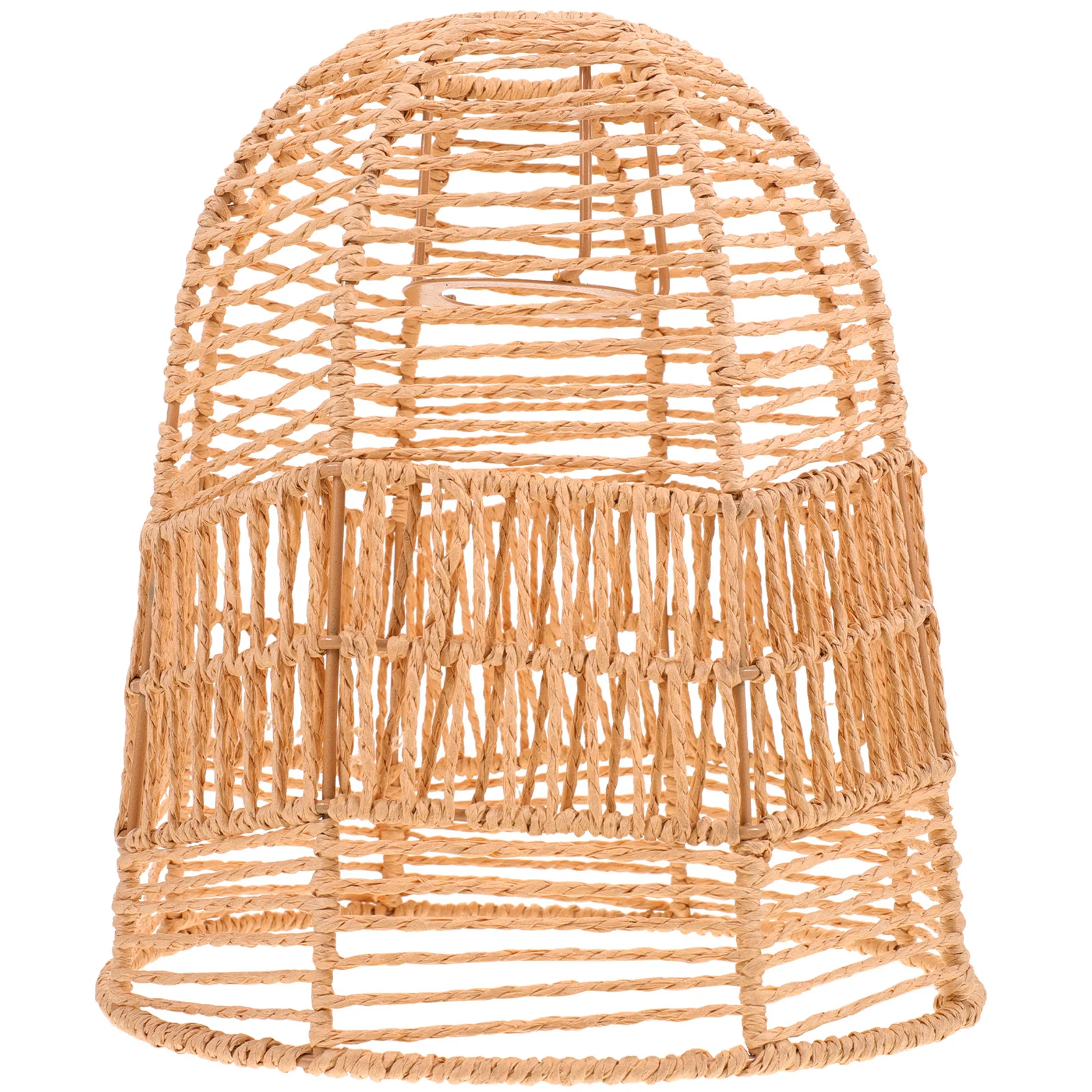 

Rustic Fake Rattan Lampshade Paper Durable Iron Frame Easy Install Home Hanging Light Cover Lampshade Woven Chandelier Shade