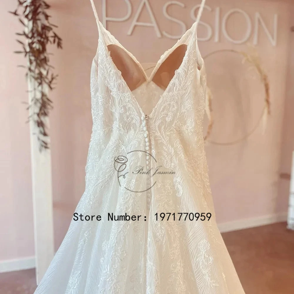 Vestidos de casamento brancos luxuosos para mulheres, vestido de noiva com glitter, elegante aplique, vestido sexy sem costas, novo, 2024