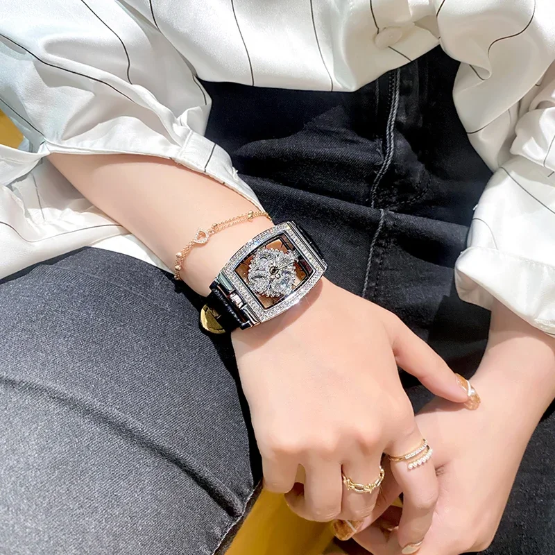 Роскошные женские часы, элегантные модные оригинальные кварцевые часы с вращающимся циферблатом для женщин, водонепроницаемые наручные часы, дропшиппинг