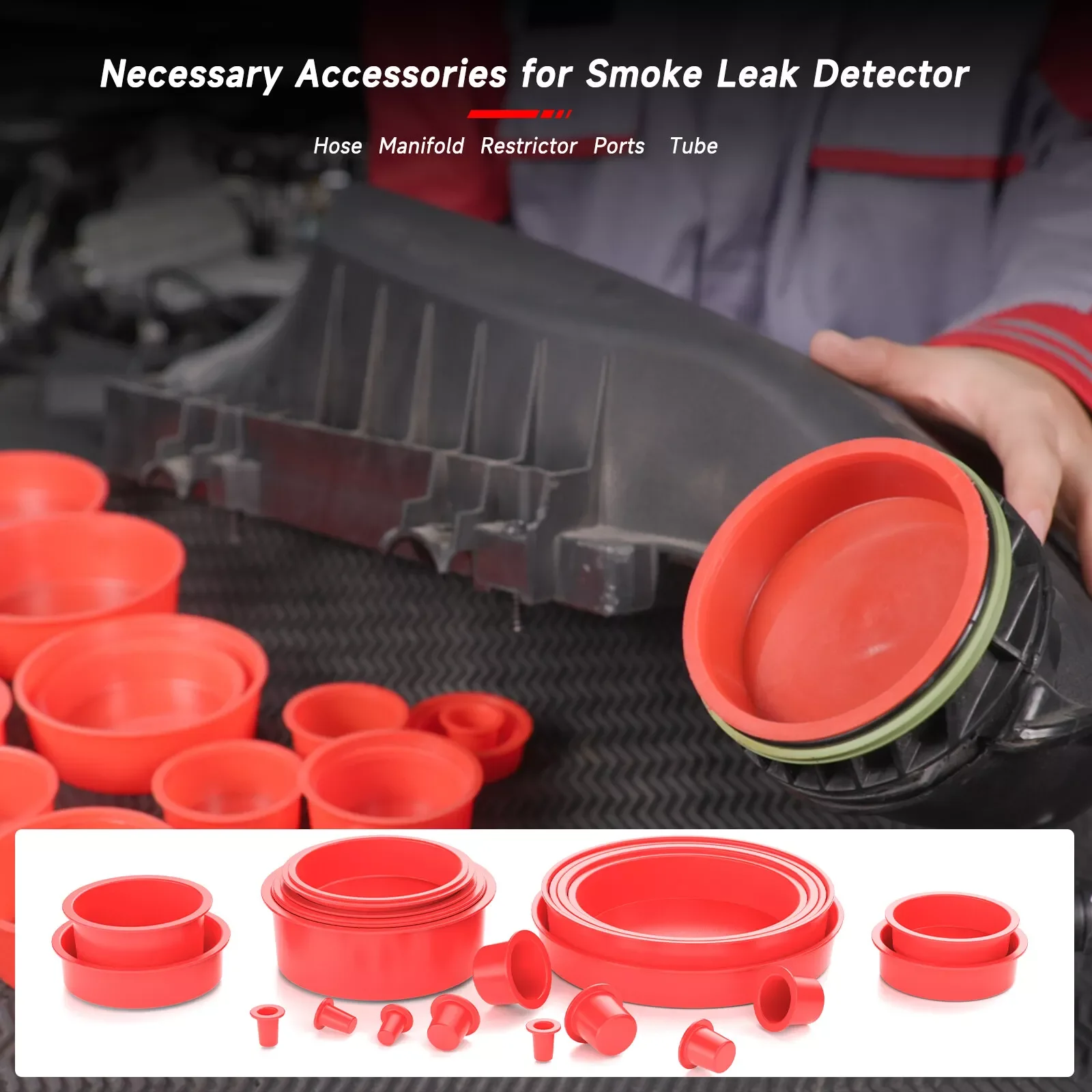 ANCEL smoke leak detector accessory red Cap Plug kit for S100/S200/S300/S1000/S2000/S2000/S3000