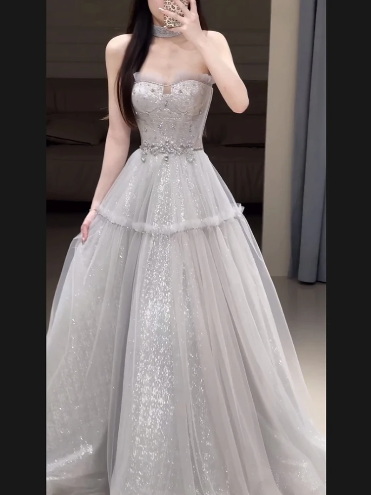 

Stunning Sparkling Bustier Ele Long Evening Gown for High School aduation Birthday Wedding Engagement Par Celebration