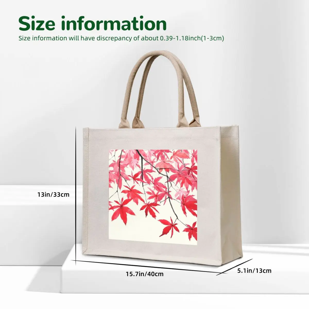 red maple leaves watercolor painting Tote Bag tote bag Big bag Portable shopping Woman shopper