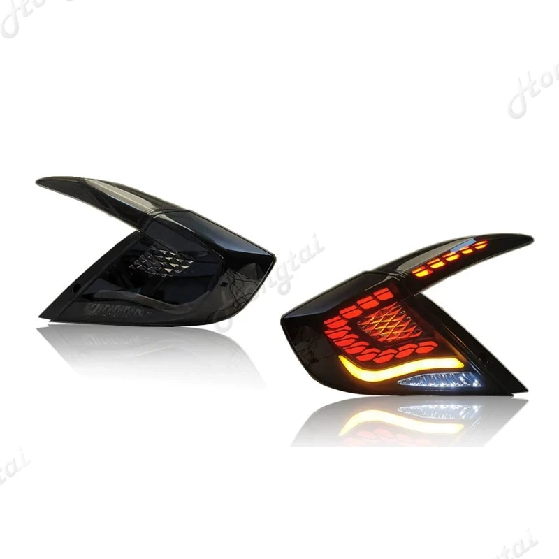مجموعة مصابيح خلفية لـ 2016 2017 2018-2021 Honda Civic 10 سيدان LED المصابيح الخلفية مجموع أضواء الخط أضواء الفرامل أضواء عكسية