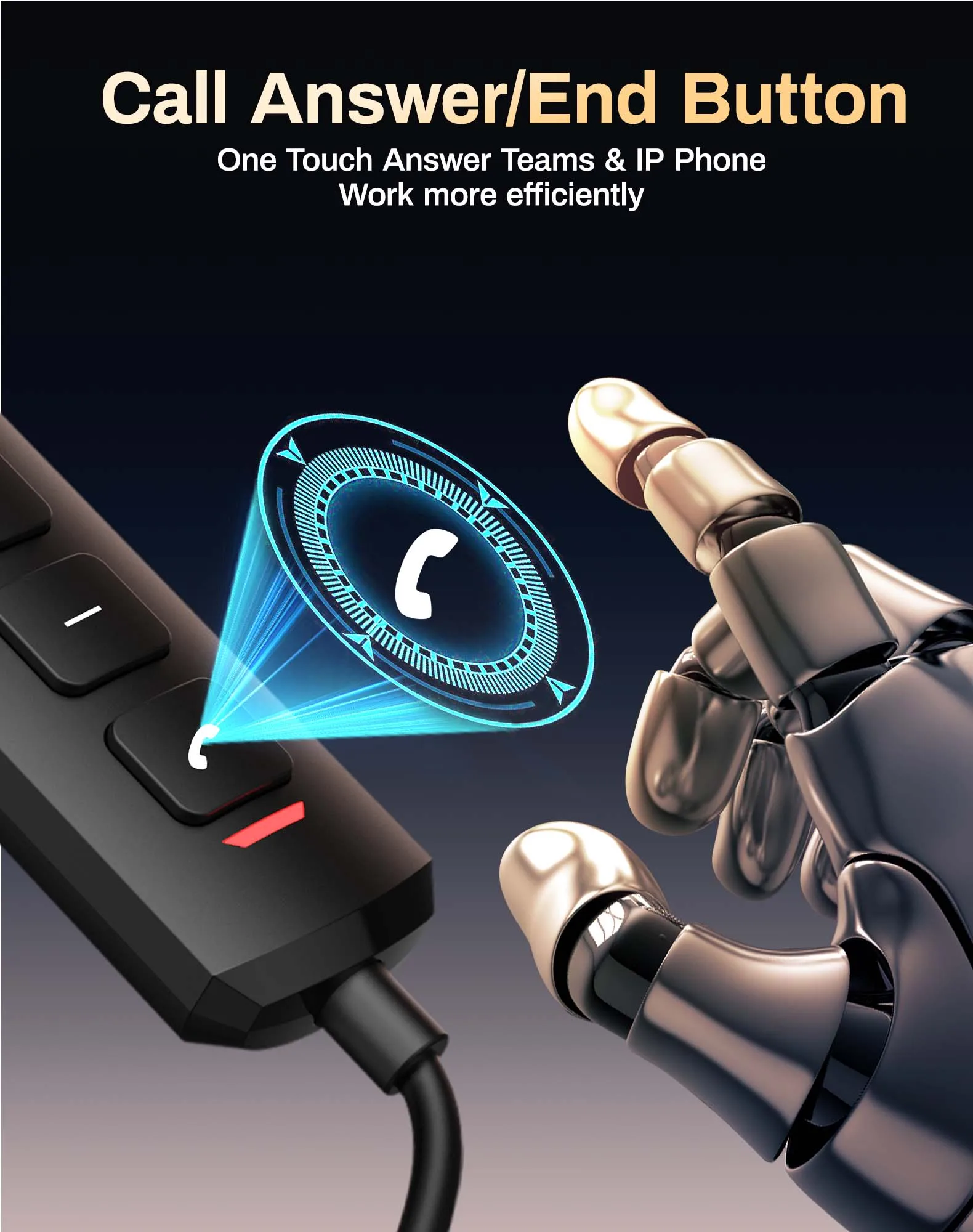سماعات كمبيوتر RownFusny USB مع زر إجابة المكالمات لسماعات الرأس السلكية لفرق MS مع ميكروفون، تصميم خفيف الوزن، راحة طوال اليوم