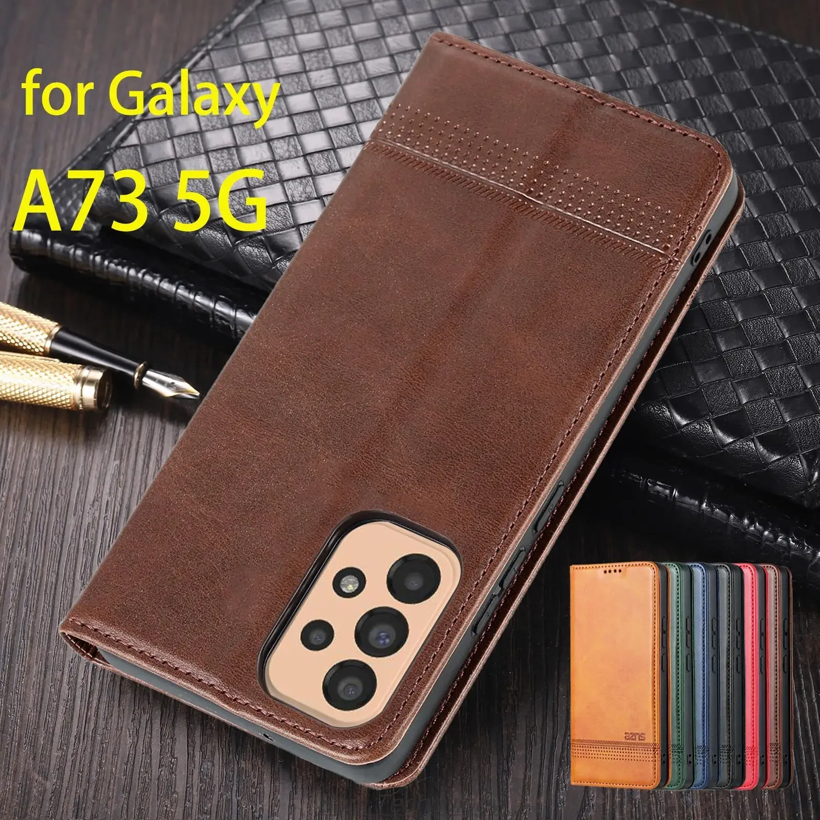 

Deluxe Magnetic Adsorption Leather Fitted Case for Samsung Galaxy A73 5G / A 73 5G Flip Cover Protective Case Capa Fundas Coque