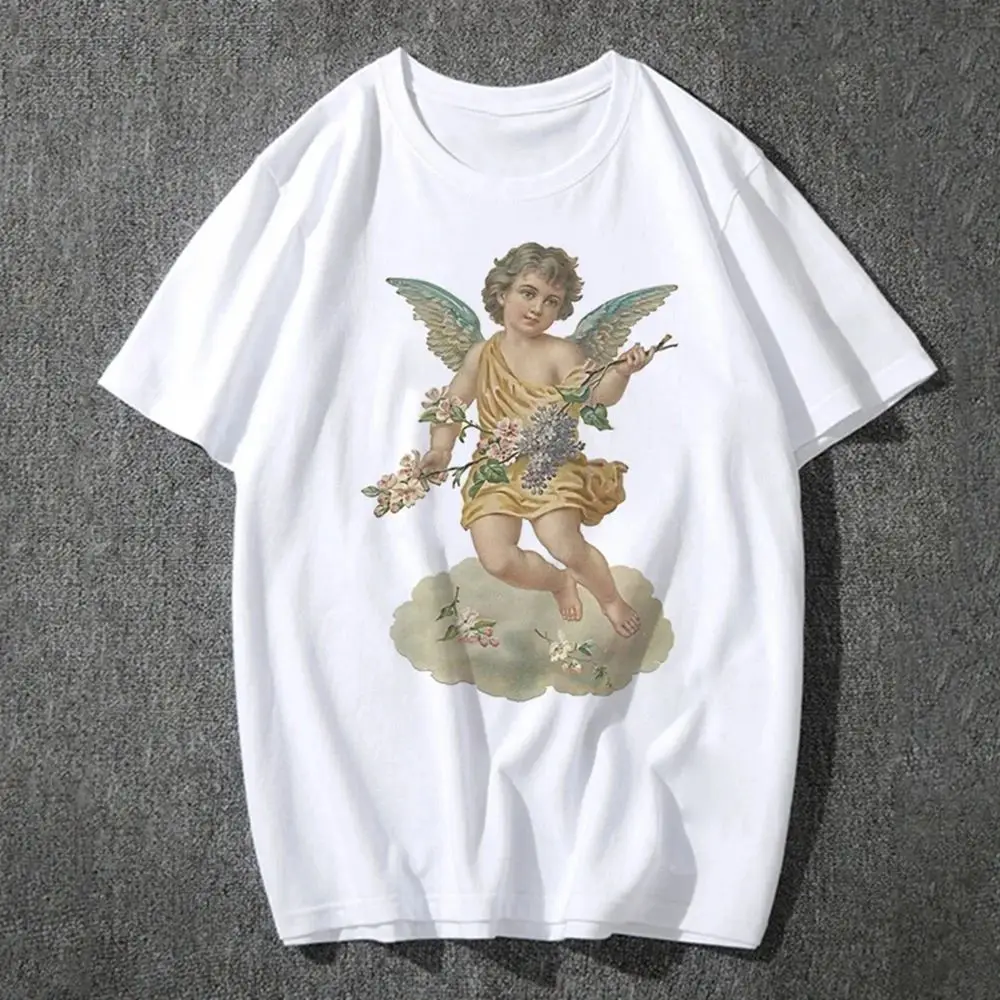 Fashion Fiorucci Baby Angel Graphic Tshirt Summer Classic Aesthetic T Shirt for Women Kawaii Clothes