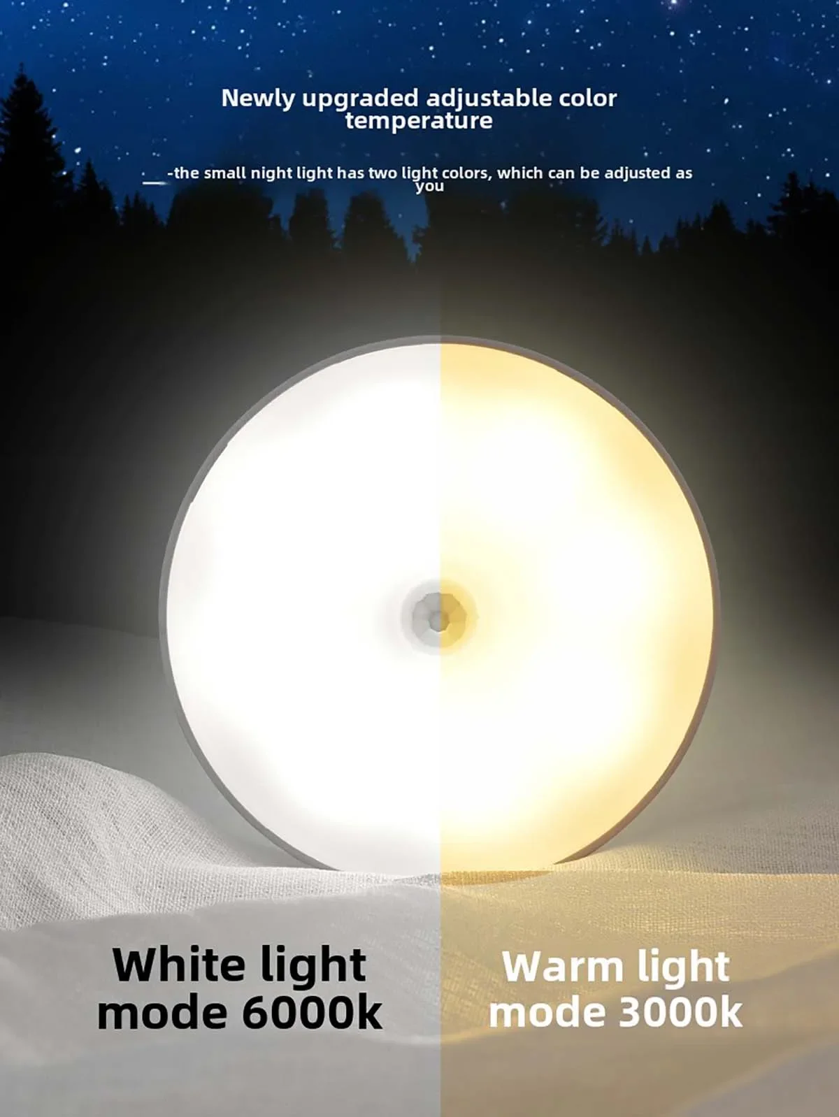 

2-месячный датчик движения, светодиодный ночник с зарядкой, регулируемый светильник для шкафа для детской прикроватной тумбочки, спальни, коридора, беспроводной ночник