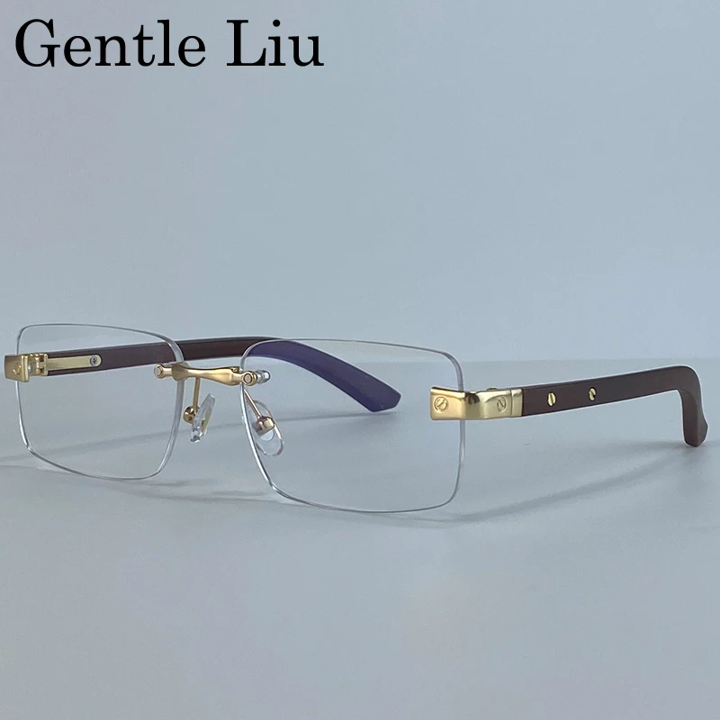 

Small Frame Rectangle Rimless Sunglasses Men 2025 Luxury Brand Fashion Vintage Square Sunglass For Male UV400 Protection Shades
