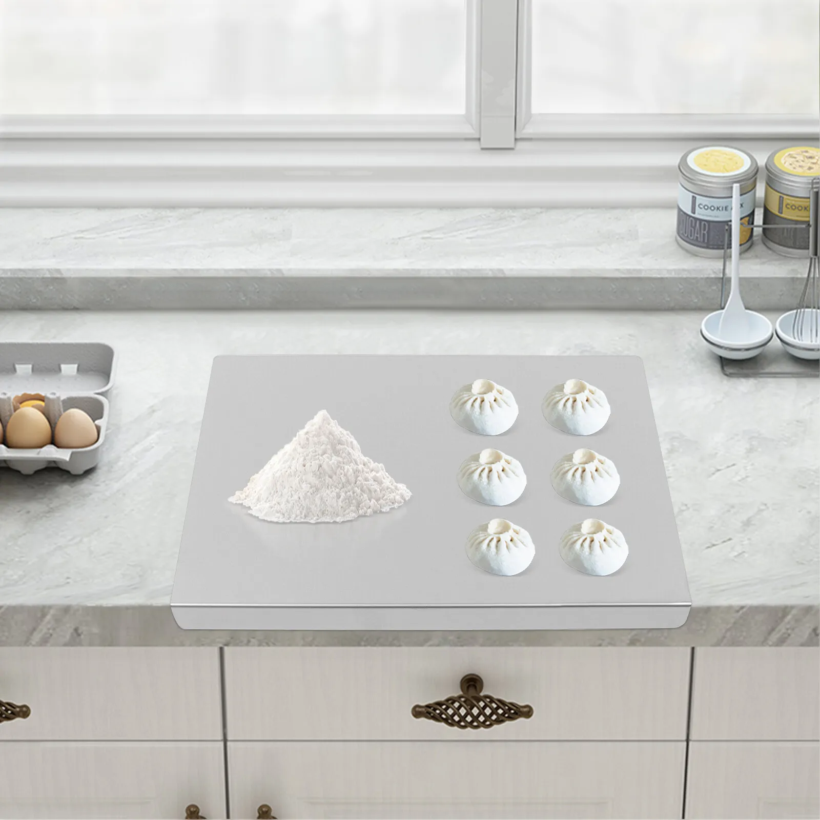 

L-Shaped Stainless Steel Cutting Board, Non-Sliding, Easy to Clean, Ideal for Cooking, Meal Prep, and Everyday Kitchen Use