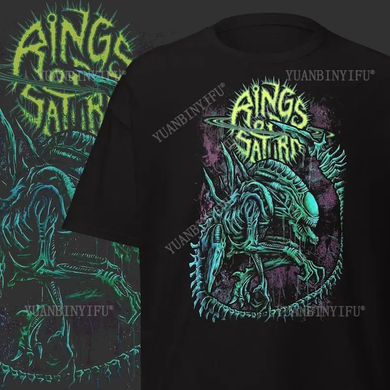 

Rings of Saturn Metal Band T-ShirtHeavy Metal Clothing for Tech-Death & Aliencore Fans Deathcore Tee