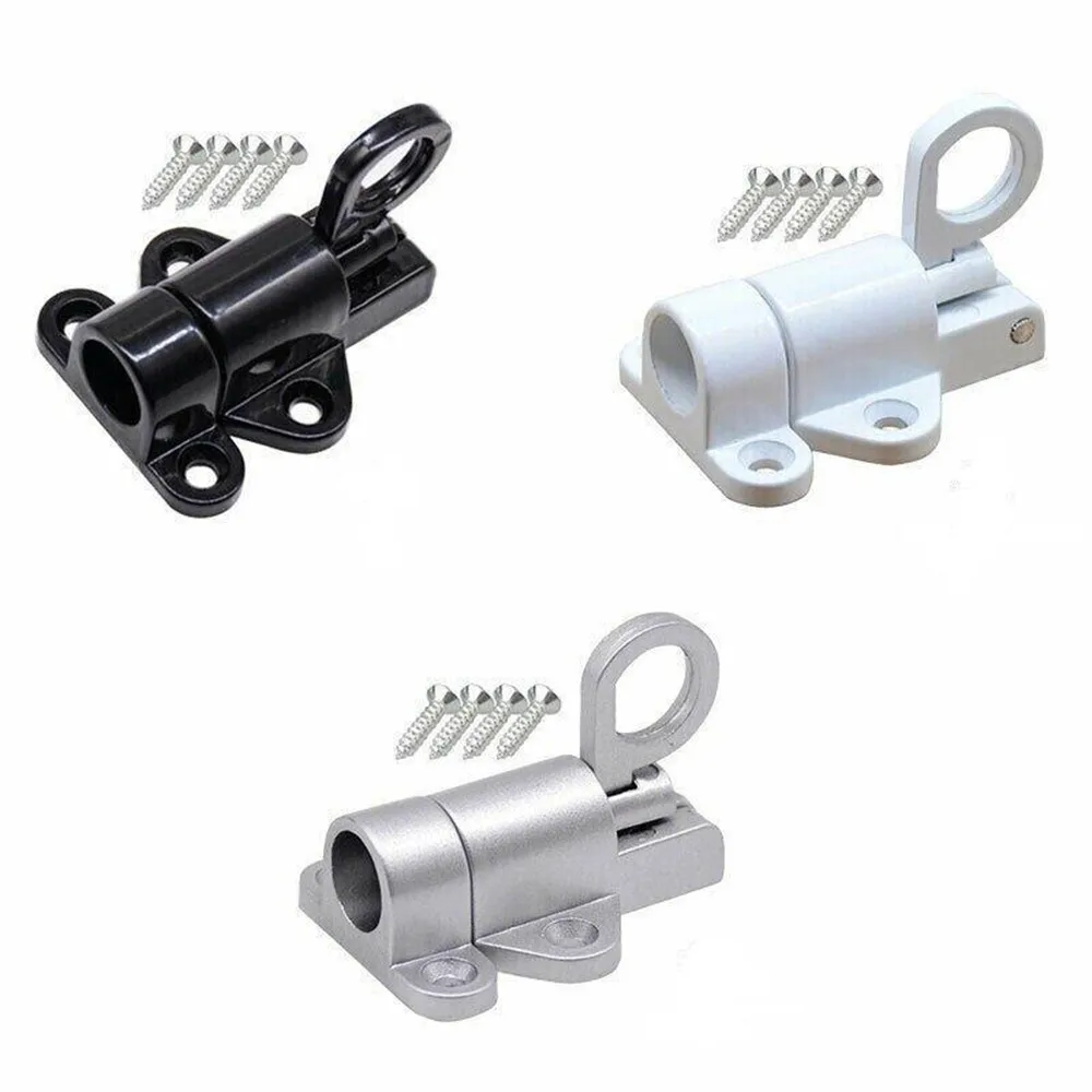 Automatic Latch Lock Aluminum Alloy Window Gate Security Pull Ring Spring Bounce Door Bolt