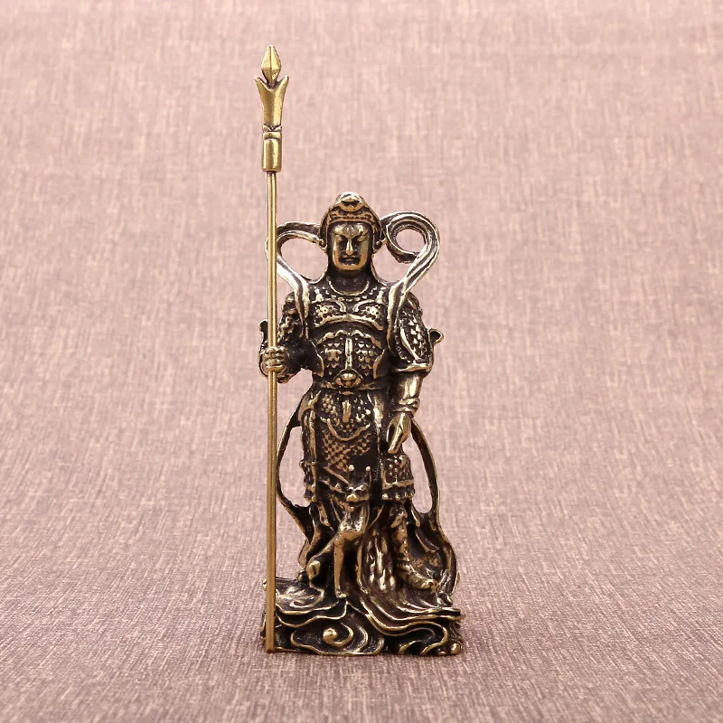 

Buddha Statue Erlang Yang Jian Langjun God Ornament Three-Pointed Two-Blade Knife Bronze Figure Home Craft Gift Colle