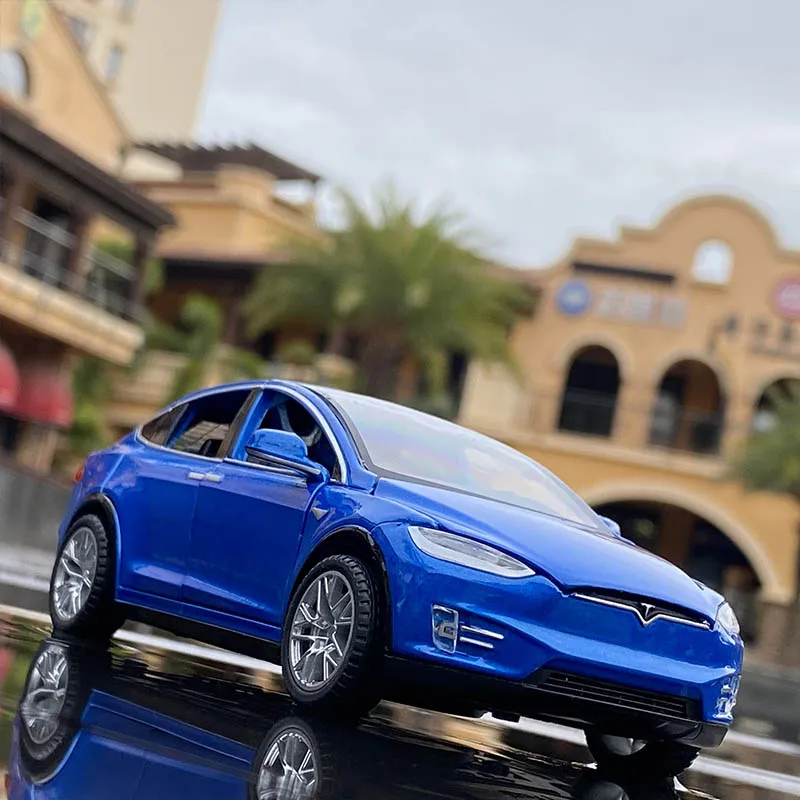 1:32 Tesla Model X Model S Alloy Car Model Diecasts Metal Toy Vehicles Car Model Simulation Sound and Light Collection Gift