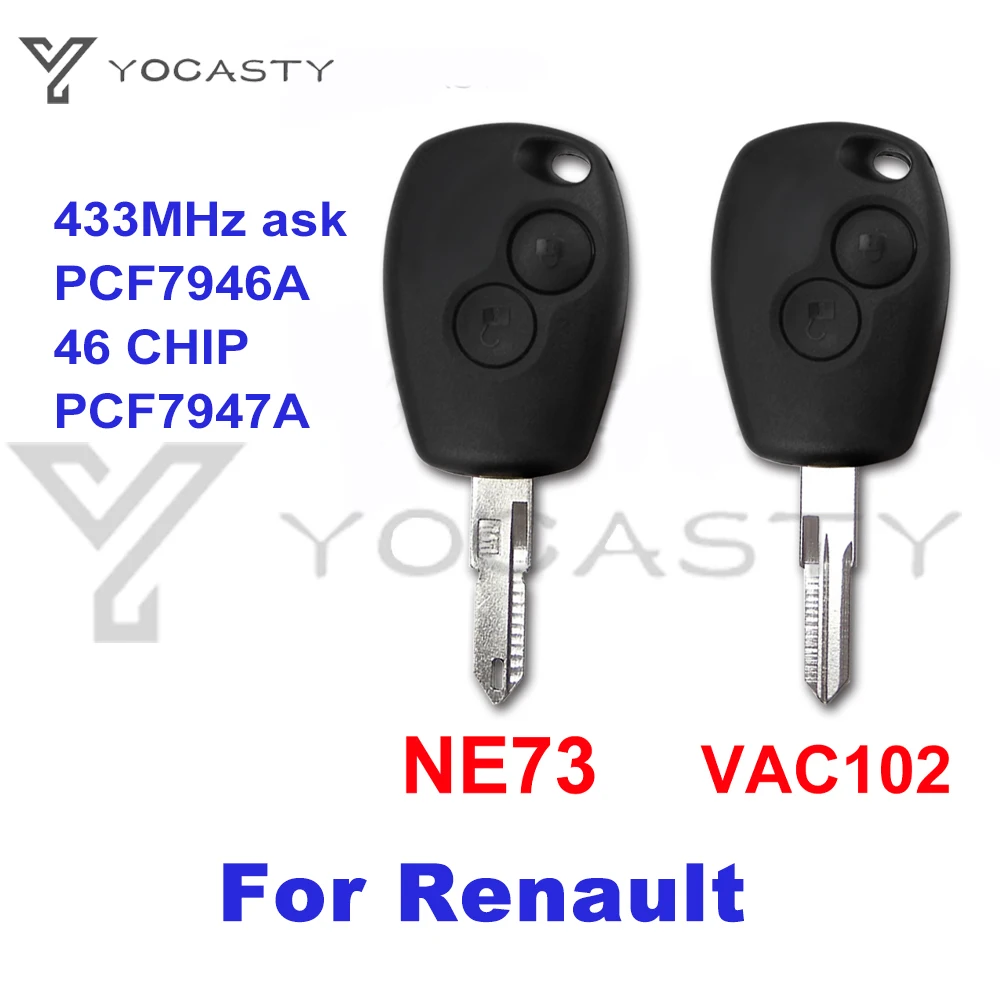 

YOCASTY 433Mhz PCF7946A PCF7947A Remote Car Key Fob for Renault Clio III Clio 3 Modus Kangoo 2006 2008 2009 2010 2011 2012