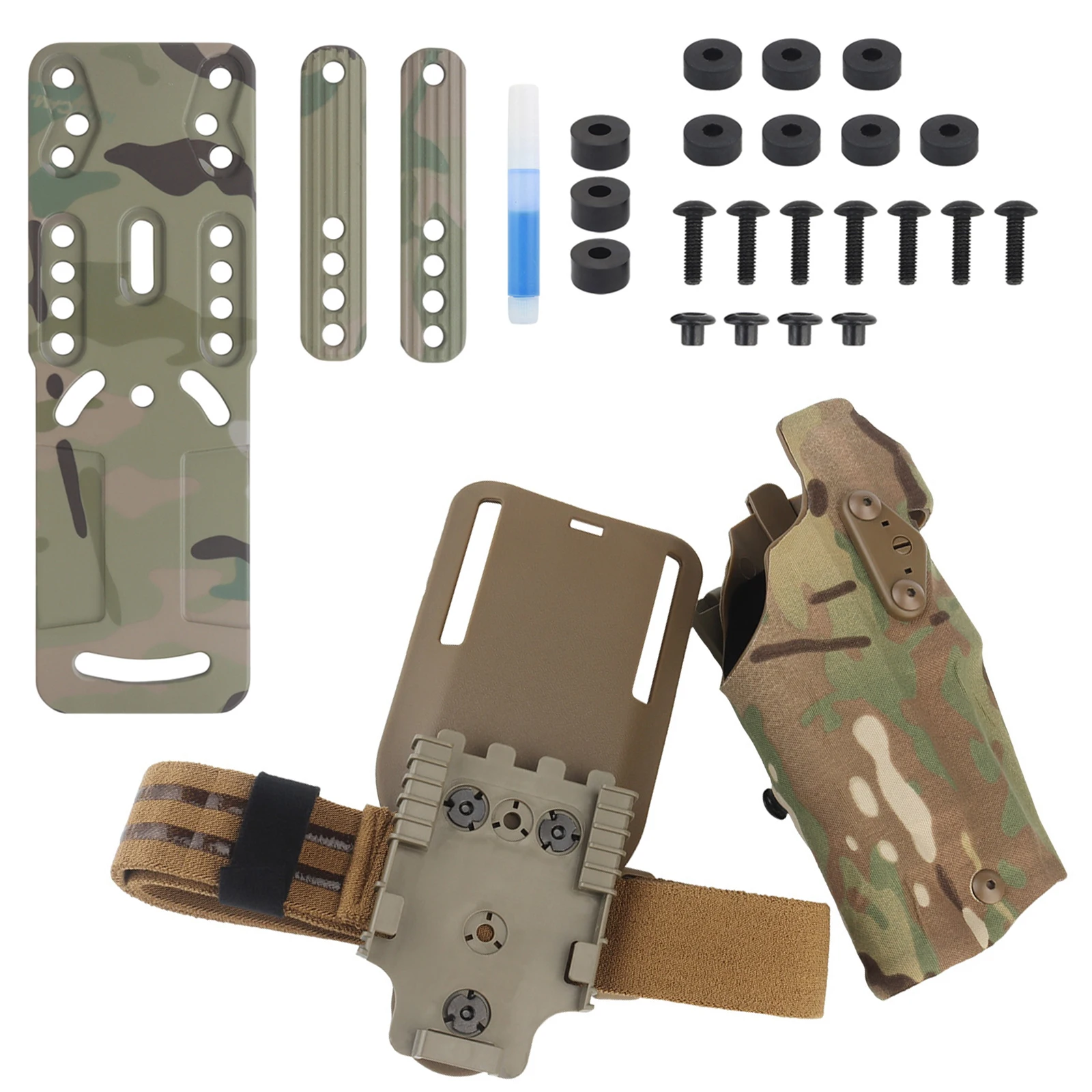 Tactical Pistol Holster for Glock 17 G19 X300 Light Modular Holster Adapter Drop Leg Strap Quick Release Airsoft Shooting