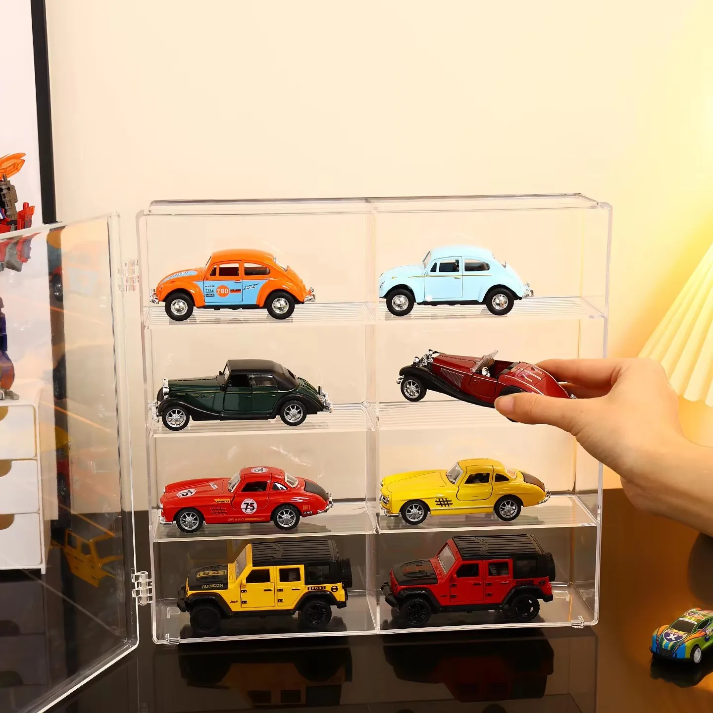1pc Multi-Functional Stackable 1:64 Alloy Car Storage Box, Multi-Functional Tabletop Dresser Jewelry Hair Accessory Organizer