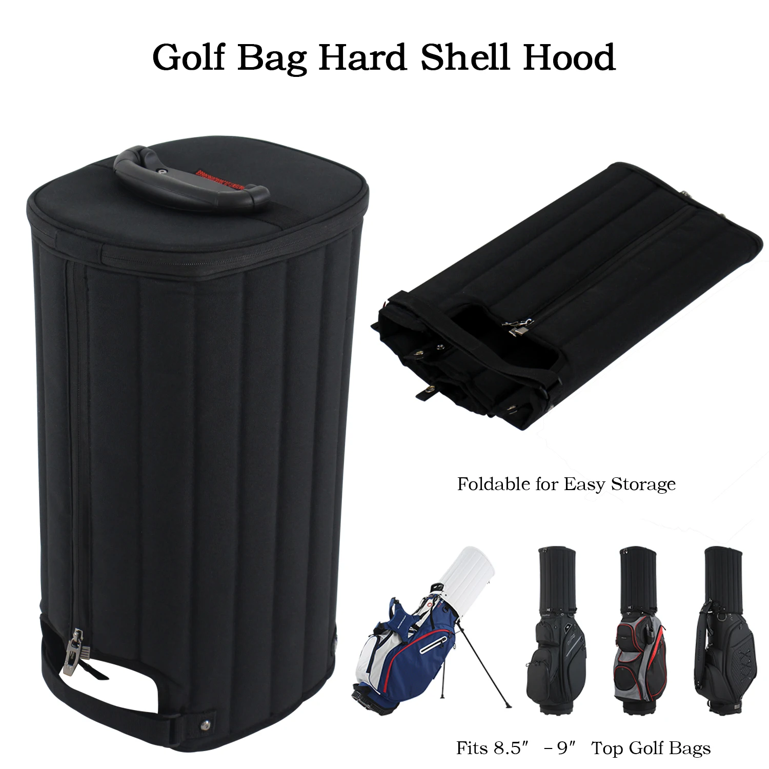 Oversized Hard Shell Golf Bag Hood, Impact & Compression Resistant, Universal for 8.5″–9″ Golf Bags,4 Adjustable Snap Buttons