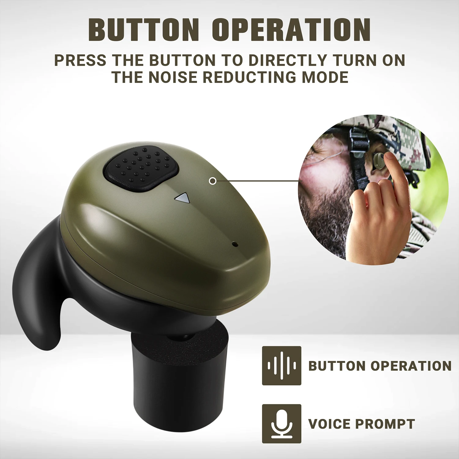 YHKEMA سدادات أذن إلكترونية للرماية وإلغاء الضوضاء وحماية السمع للصيد والرماية التكتيكية وإنفاذ القانون