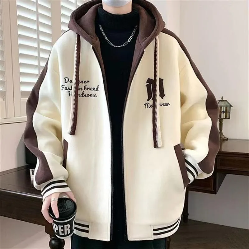 

Повседневная куртка с капюшоном для подростков, школьников старших классов, свободного кроя, больших размеров, осенне-зимняя, в стиле бейсбольной формы, размер M