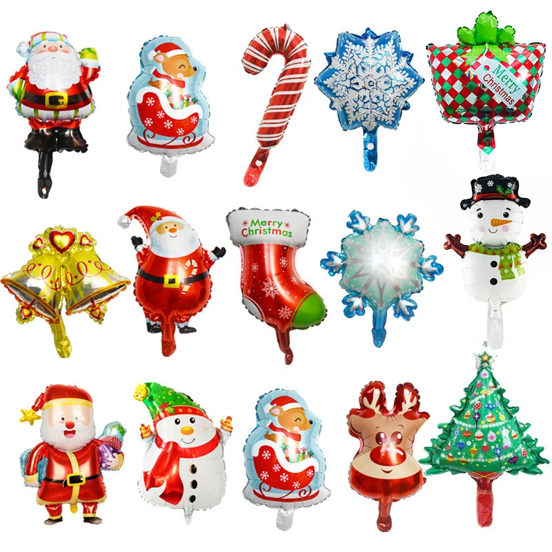 Christmas Foil Balloons Santa Claus Snowman Elk Walking Stick Balloons Christmas Decoration For Home Party New Year Decor