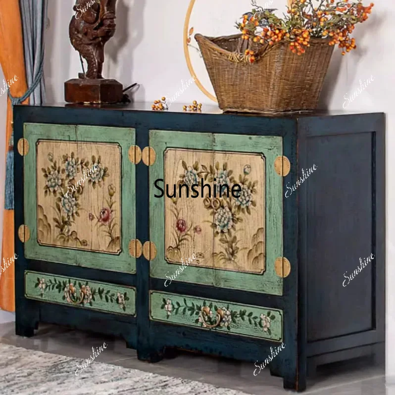 Chinese entrance painted furniture solid wood side cabinet