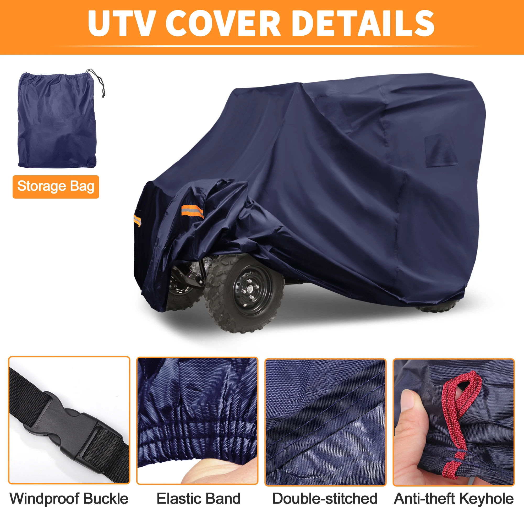 غطاء UXCELL مقاوم للماء UTV يغطي جنبًا إلى جنب لهوندا بايونير 1000-5 أزرق داكن