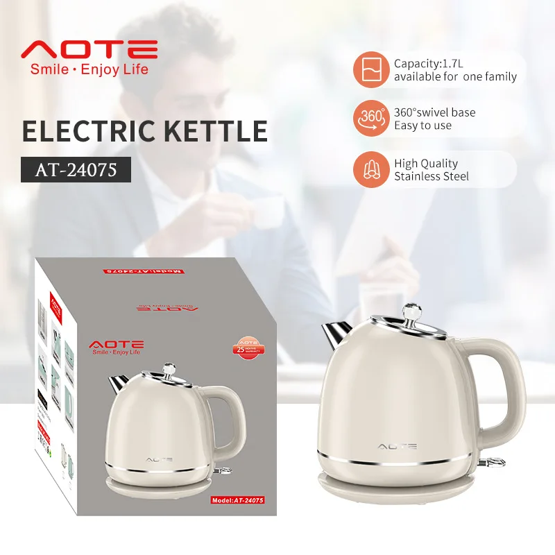 

1.7L Electric Kettle,1500W Fast Boiling, Household Or Office Health Pot, Double Layer Stainless Steel 304 Inner Liner