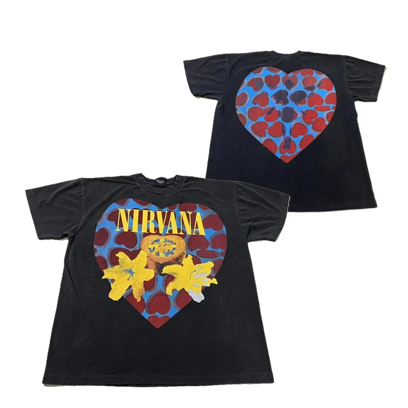 Nirvana in Utero Tour 93-94 T-shirt Grunge Rock Band Graphic Tee Cotton Unisex Men Women Casual Crew Neck Short Sleeve Tops