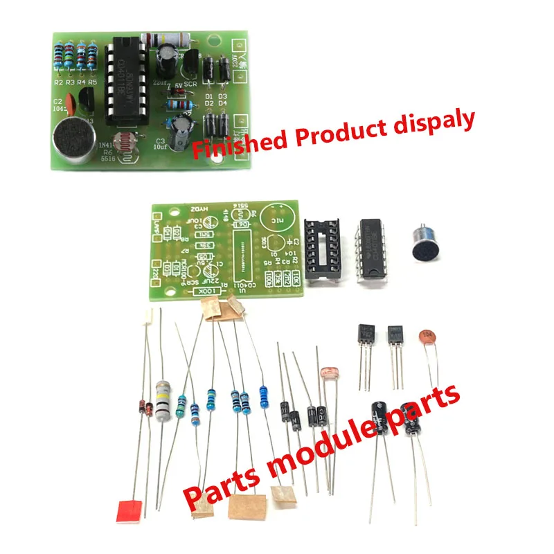 CD4011 Sound and Light Control Switch Kit DIY Voice Control Parts Module Energy Saving Lamp LED Light Incandescent Light