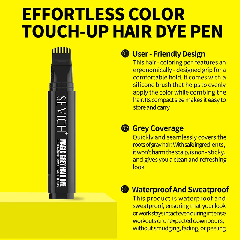 Disposable Hair Coloring Pen Hair Color Stick Dye Pen Instant Grey Hair Cover-Up Stick Temporary Root Concealer for All Hair