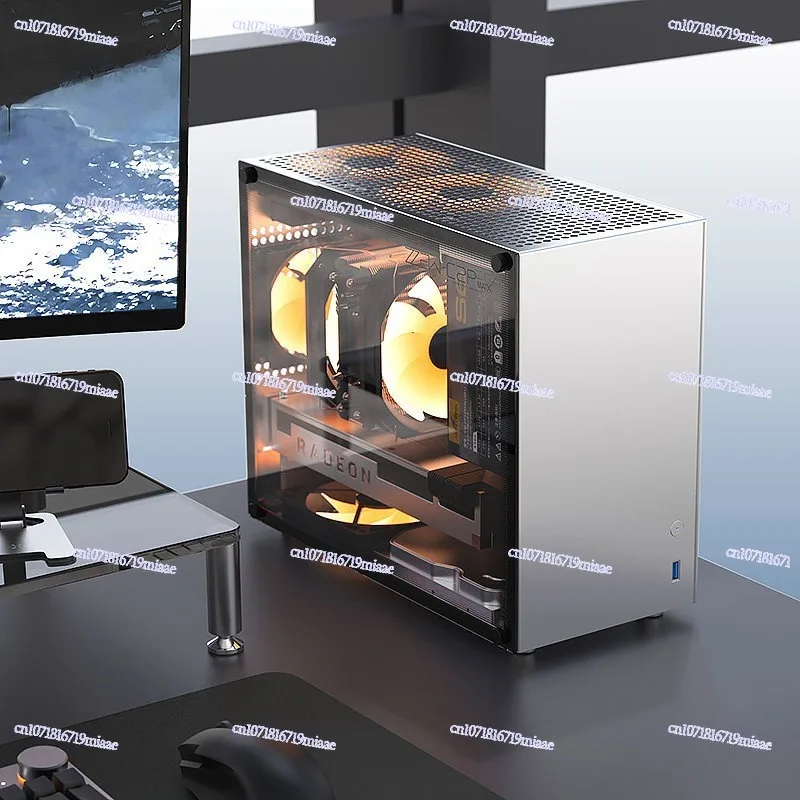 C2P MATX ITX Small Chassis All Aluminum Glass Side Transparent ATX Power Supply K88 Mini Computer Chassis
