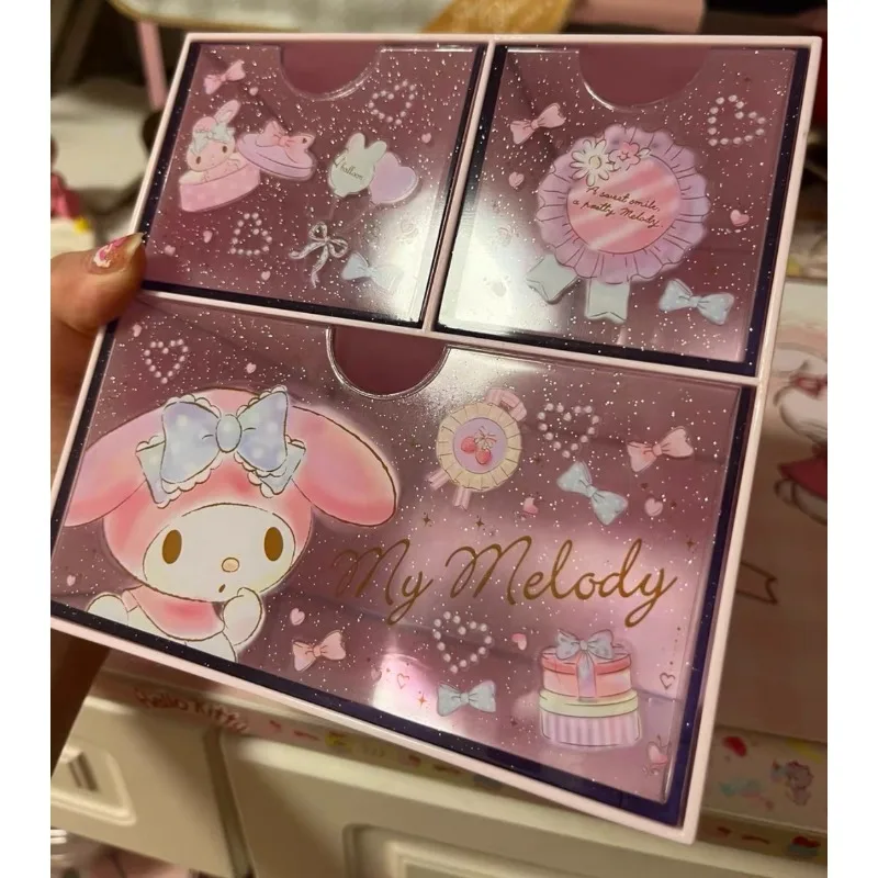 Melody Cartoon Kawaii Pink Three Drawer Organizer