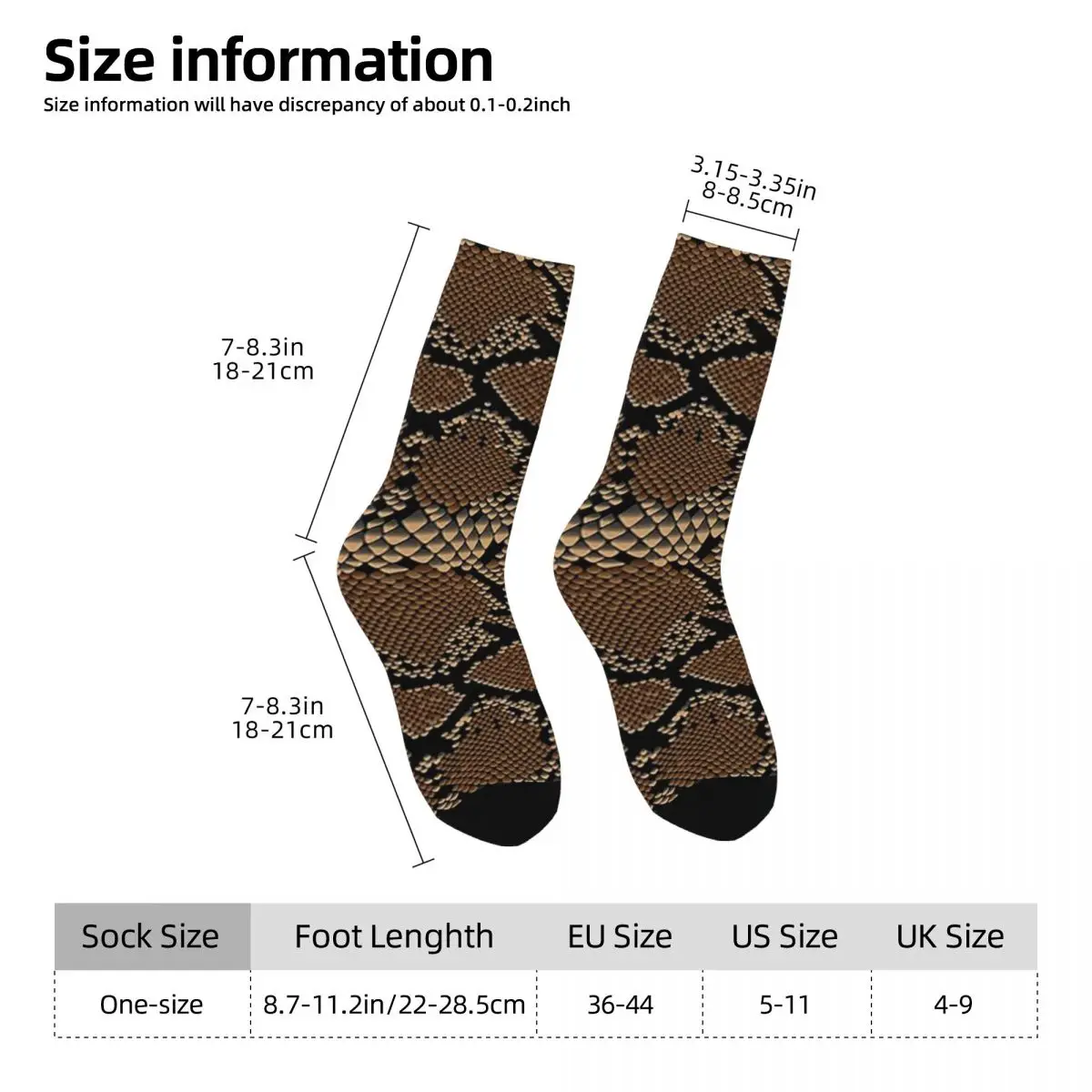 Snake Skin Animal Pattern Socks Harajuku High Quality Stockings All Season Long Socks for Unisex Valentine's Day Gifts