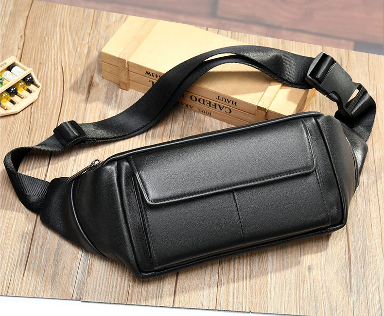 

Men's Leather Waist Bag of Men Genuine Leather Belt Pouch Men Male Fanny Pack Summer Outdoor Phone Bag Black Brown Waist Packs