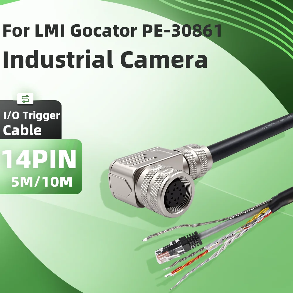 Compatible with LMI Gocator Sensor Cable PE-30861 Right Angle 14Pin Ethernet Cable 301171 Replacement Sensor Connector Cord