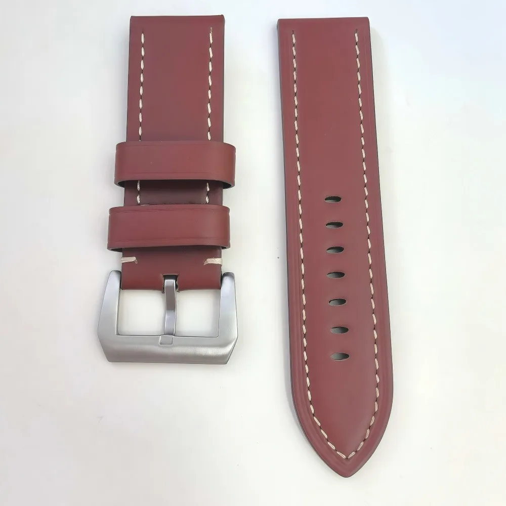 45 مللي متر مصقول ساعة حافظة 100 متر مقاوم للماء حزام ساعة جلدية المسمار تاج صالح ل ST3600 PT مزدوجة قبة الزجاج العضوي المعدني