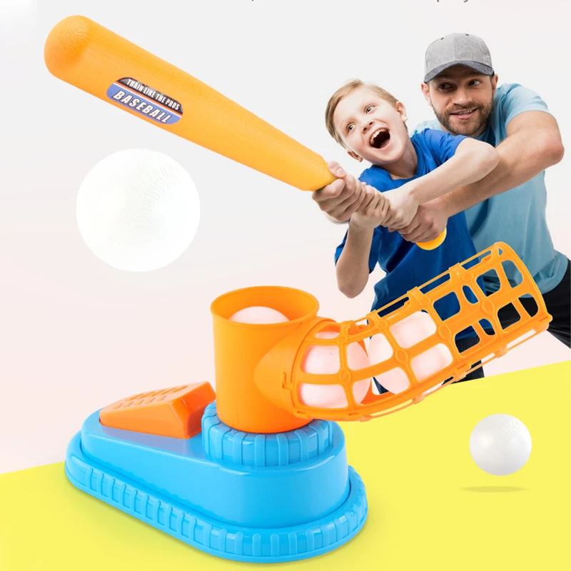 Children's Baseball Trainer Outdoor Sports Baseball Automatic Launcher Fun Game Catapult Parent-child Interactive Toy Set Gift