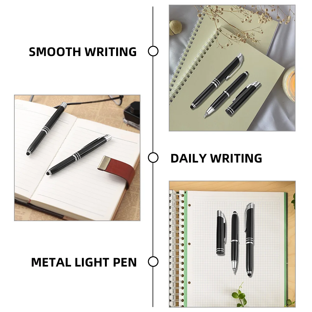 3 Pcs Ballpoint Pen Office Signature Flashlight Multi-function LED Writing Pens up Stationery