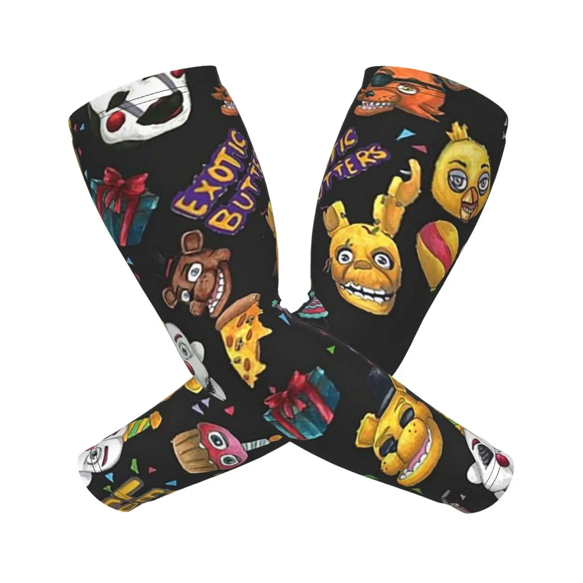 

FNAF - Let's Party - Черные рукава для мужчин и женщин, защита от солнца и ультрафиолета, накидка для татуировки, спортивное охлаждение, езда на велосипеде