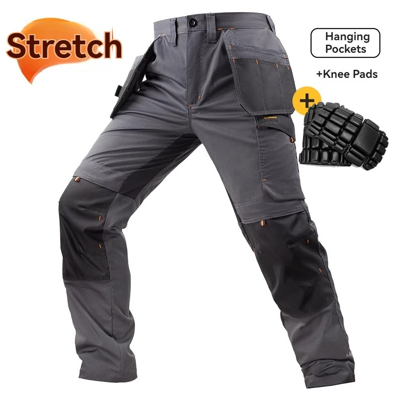 Men's Work Pants With Knee Pads Outdoor Training Mechanic Multifunctional Work Trousers Workwear Pants Utility Cargo Pants