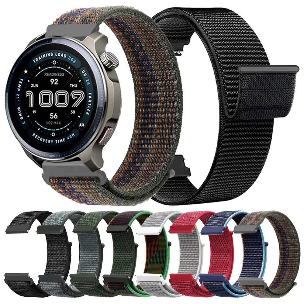 20 مللي متر 22 مللي متر النايلون الرياضة تنفس معصمه ل Amazfit التوازن 2/نشط 2/Bip 6 5 وحدة/GTS/GTR لينة استبدال سوار حزام الساعات