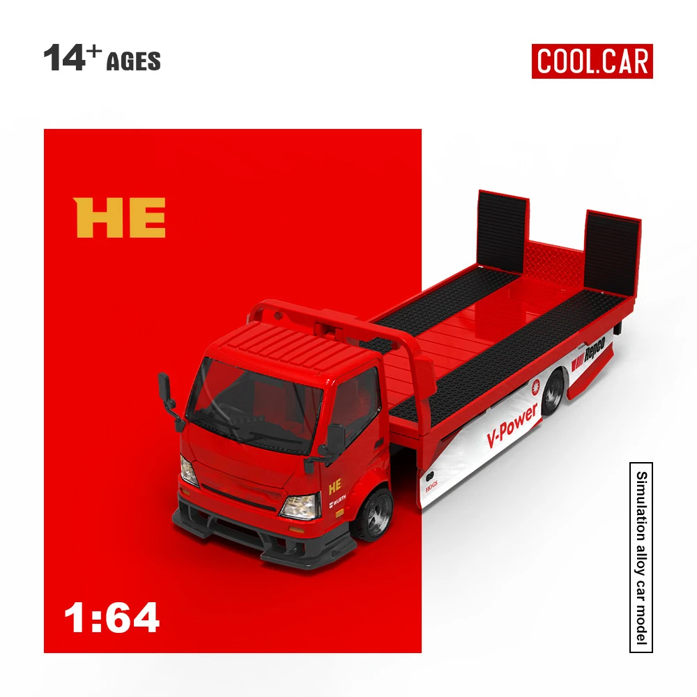 

*Pre-order*Cool Car 1:64 Red Painting H300 Flatbed Transport Vehicle Simulation Alloy Car Model for Collection&Display&Gift