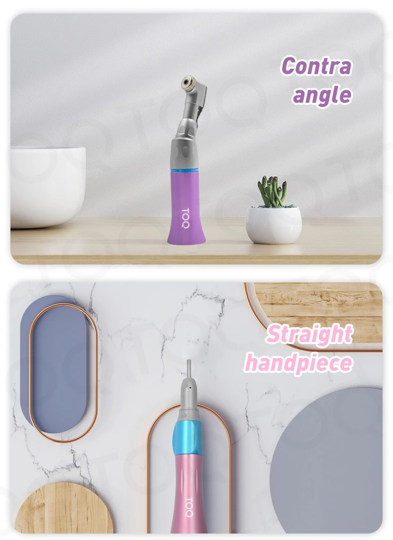 TOQ 3Pcs/Set Dental External Low Speed Handpiece Kit 2/4Holes Pneumatic Air Turbine Motor 6 Optional Colors Autoclavable Tool