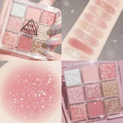 Palette di ombretti a 9 colori con paillettes da neve Glitter Snowflake Diamond Pink Eye Shadow Palette per il trucco degli occhi di contorno affascinante coreano