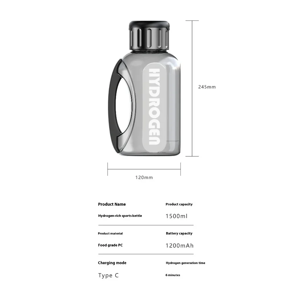 1.5L Large Hydrogen Water Bottle High-Capacity Hydrogen Water Bottle Generator with SPE/PEM Technology  Improve Health