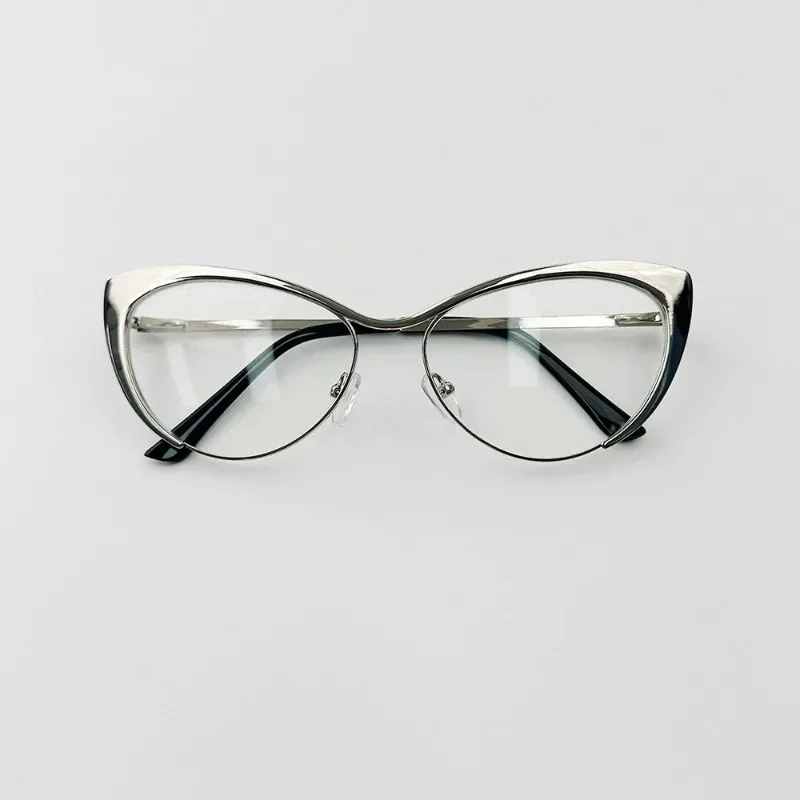 Curved Metal Frame Myopia Glasses -1.0 -1.5 -2.5 Flat Light and Anti Blue Light Glasses Clear Computer Glasses