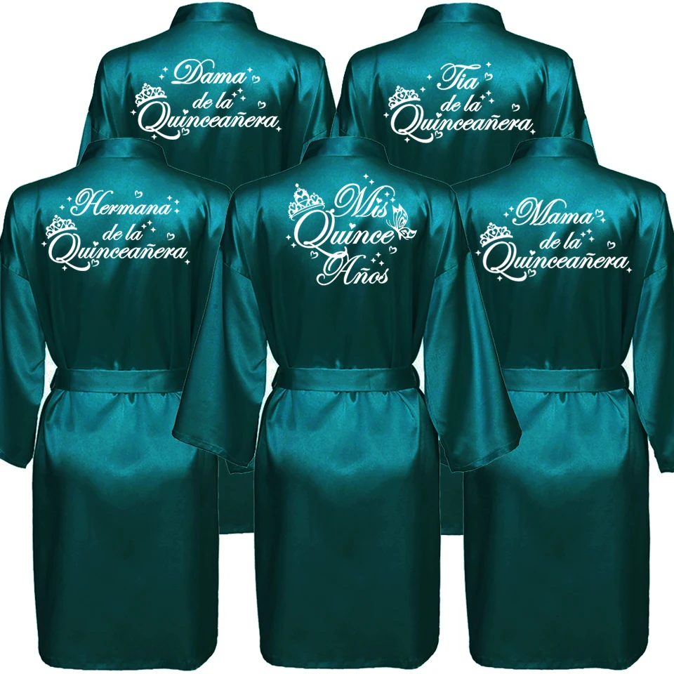Albornoz verde Mis Quince Años Dama de la Quinceañera bata mujer ropa de casa regalo de fiesta Mis XV batas