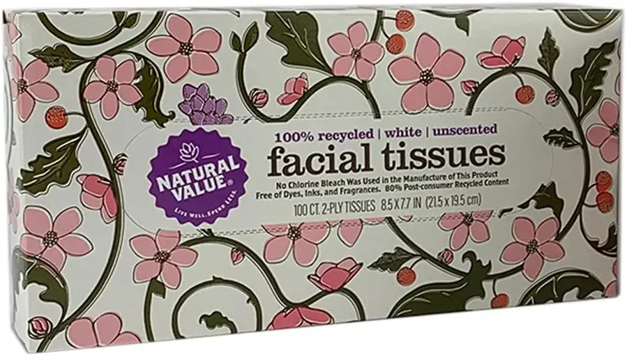 

100% Recycled Facial Tissue, 100 2-Ply Sheets Per Box (Pack of 30)