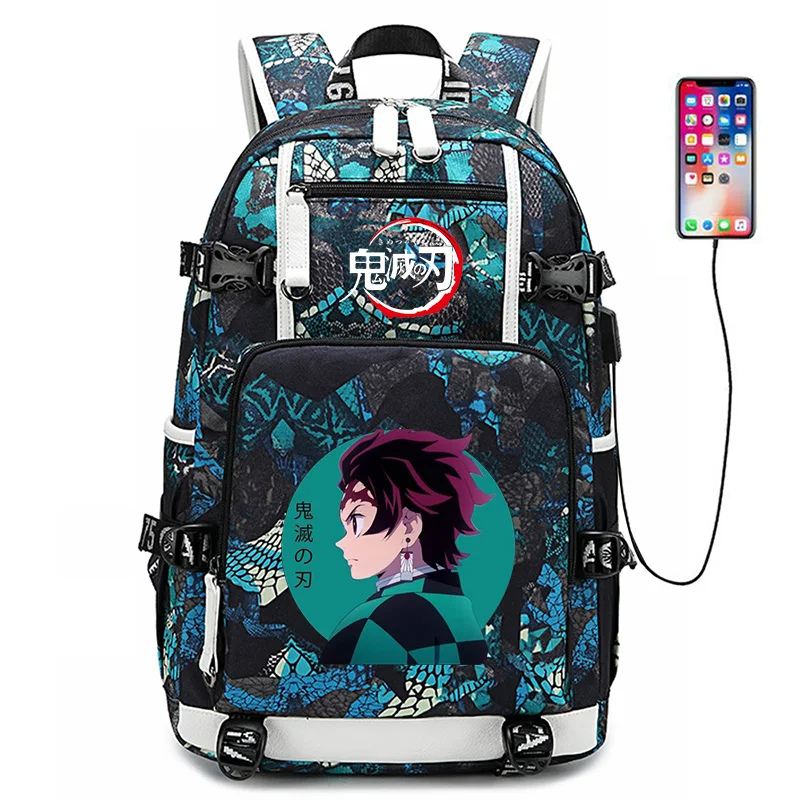 2022 new high school student schoolbag cross-border printing Demon Slayer waterproof computer travel backpack